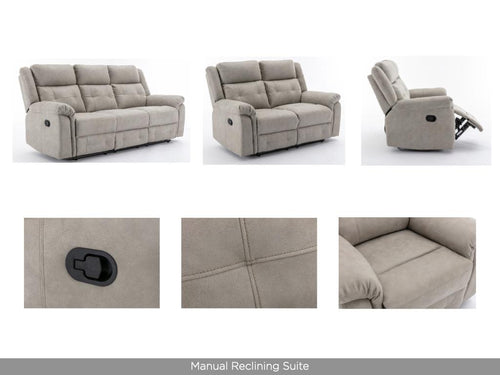 Berkeley 3 Seater Recliner Sofa Light Grey
