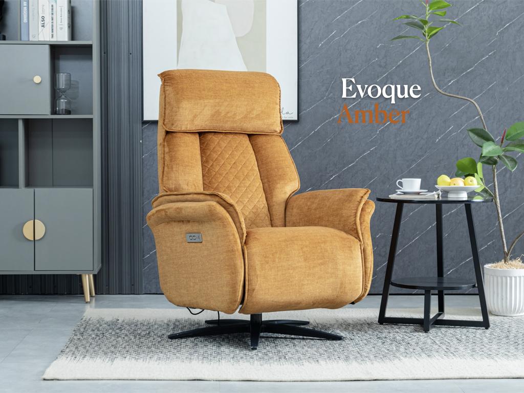 Evoque Swivel Electric Armchair -Amber
