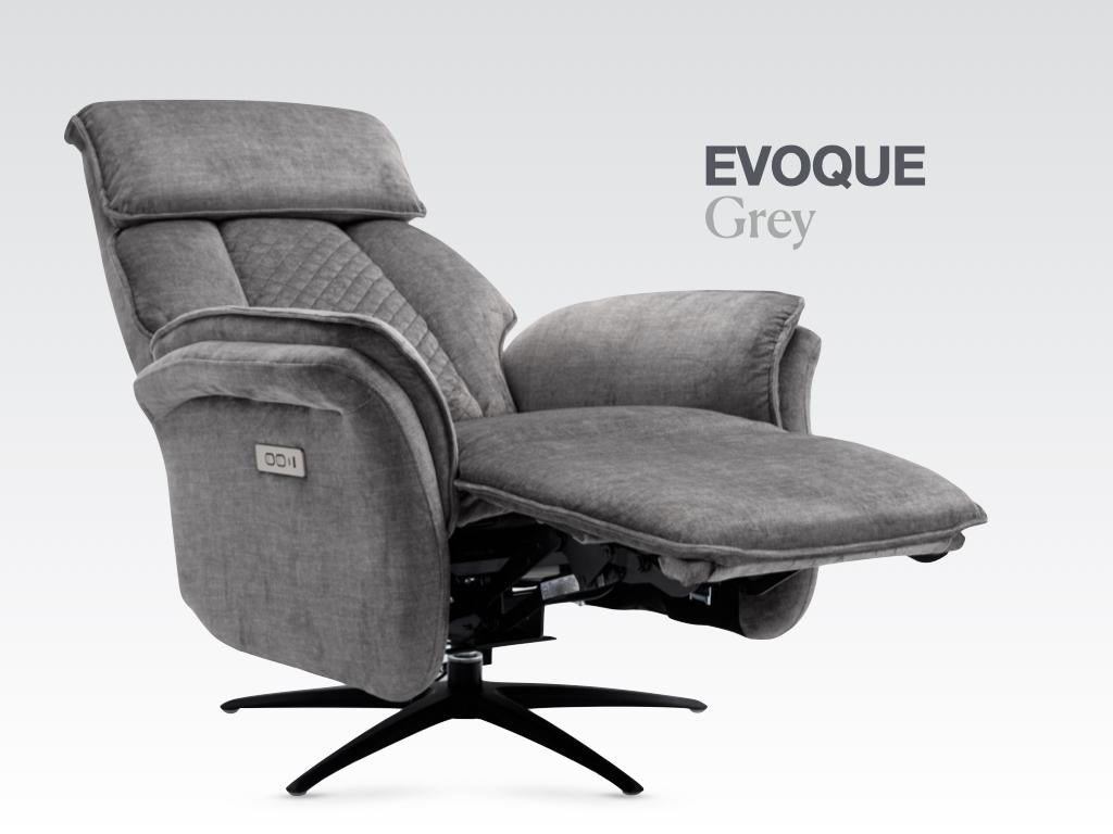 Evoque Swivel Electric Armchair - Grey