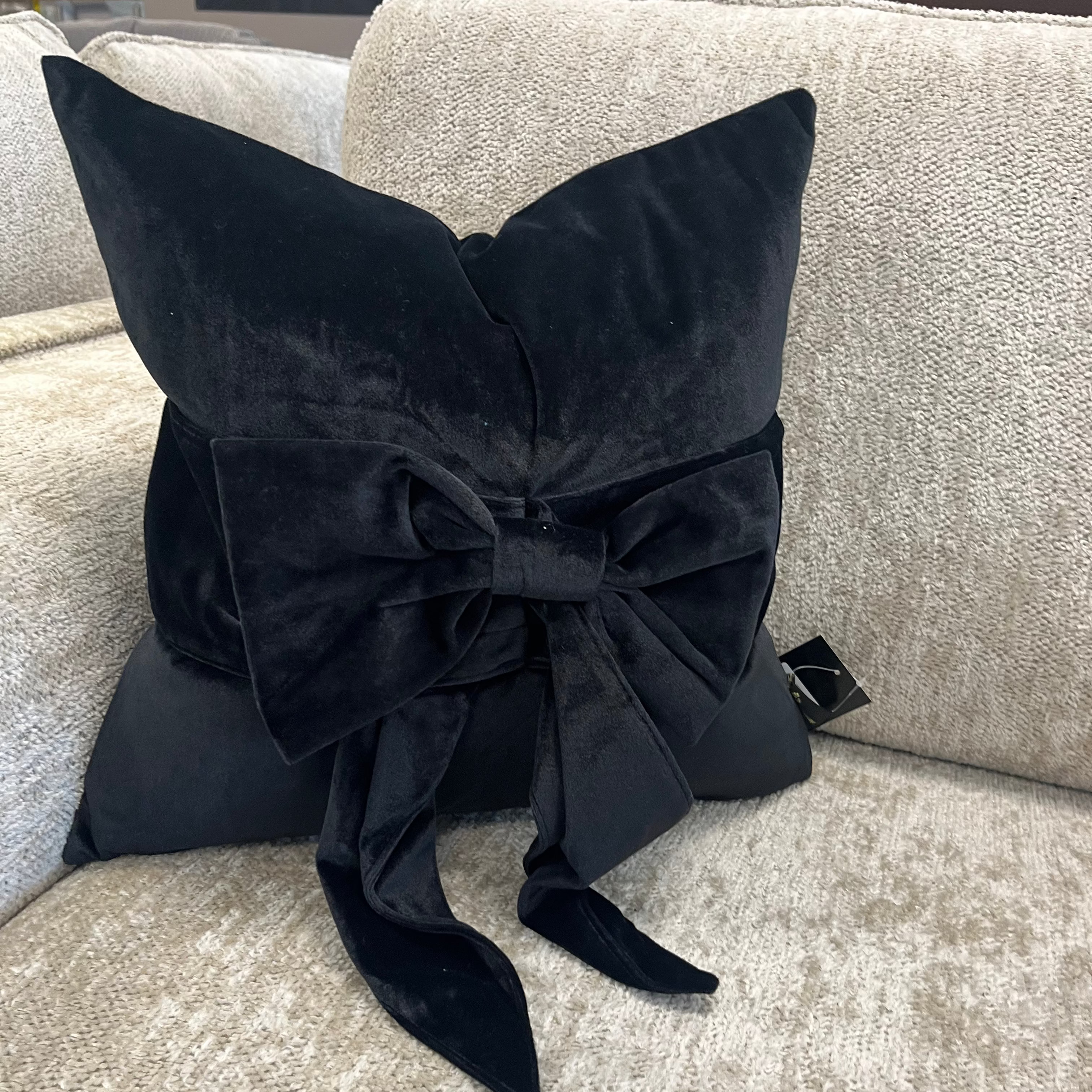 Paul Moneypenny Tiedup Cushion   - Black