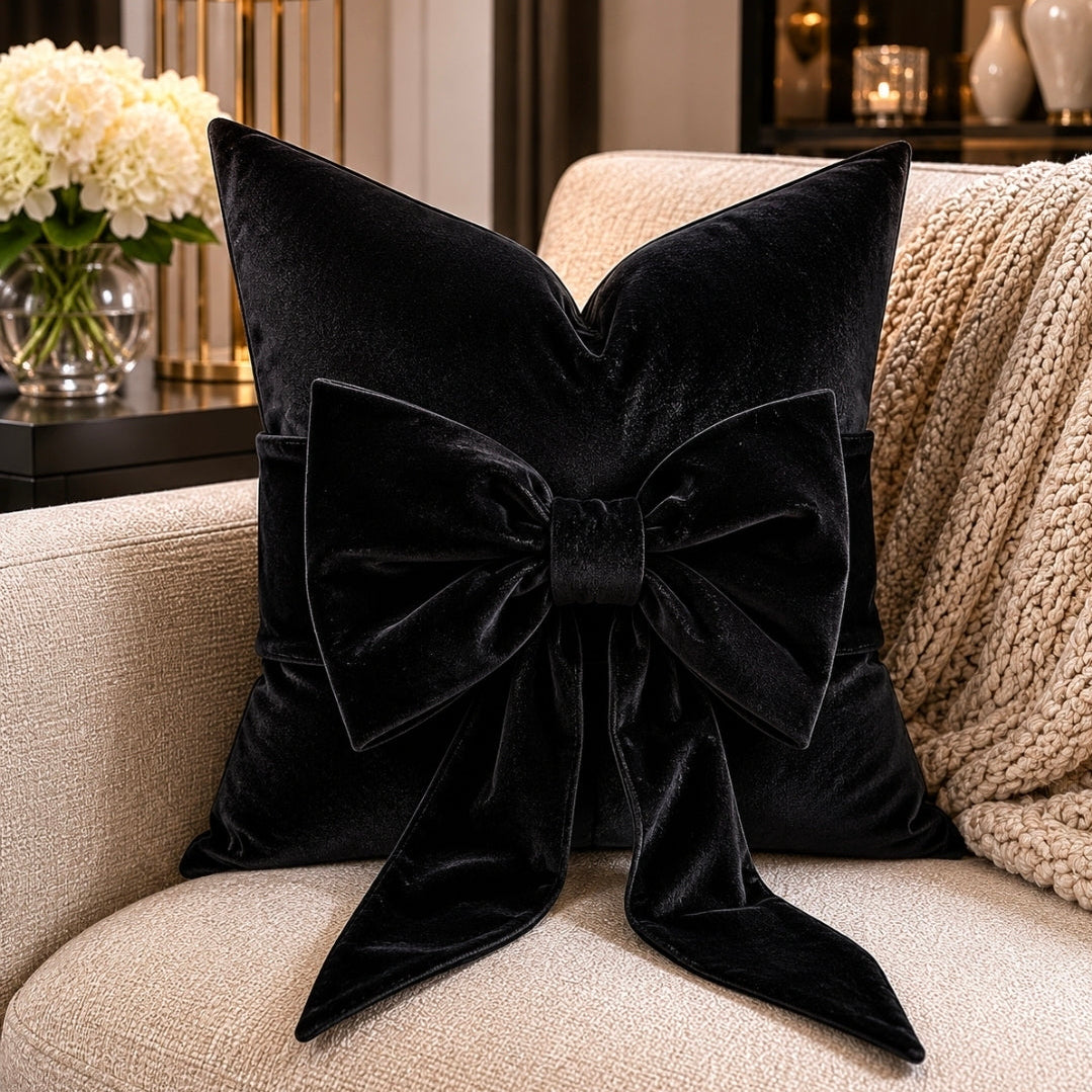 Paul Moneypenny Tiedup Cushion   - Black