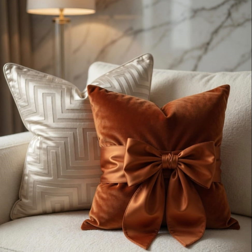 Paul Moneypenny Tiedup Cushion - Orange