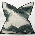Signature Abstract Brushstroke Emerald, Black & Beige Cushion Cover