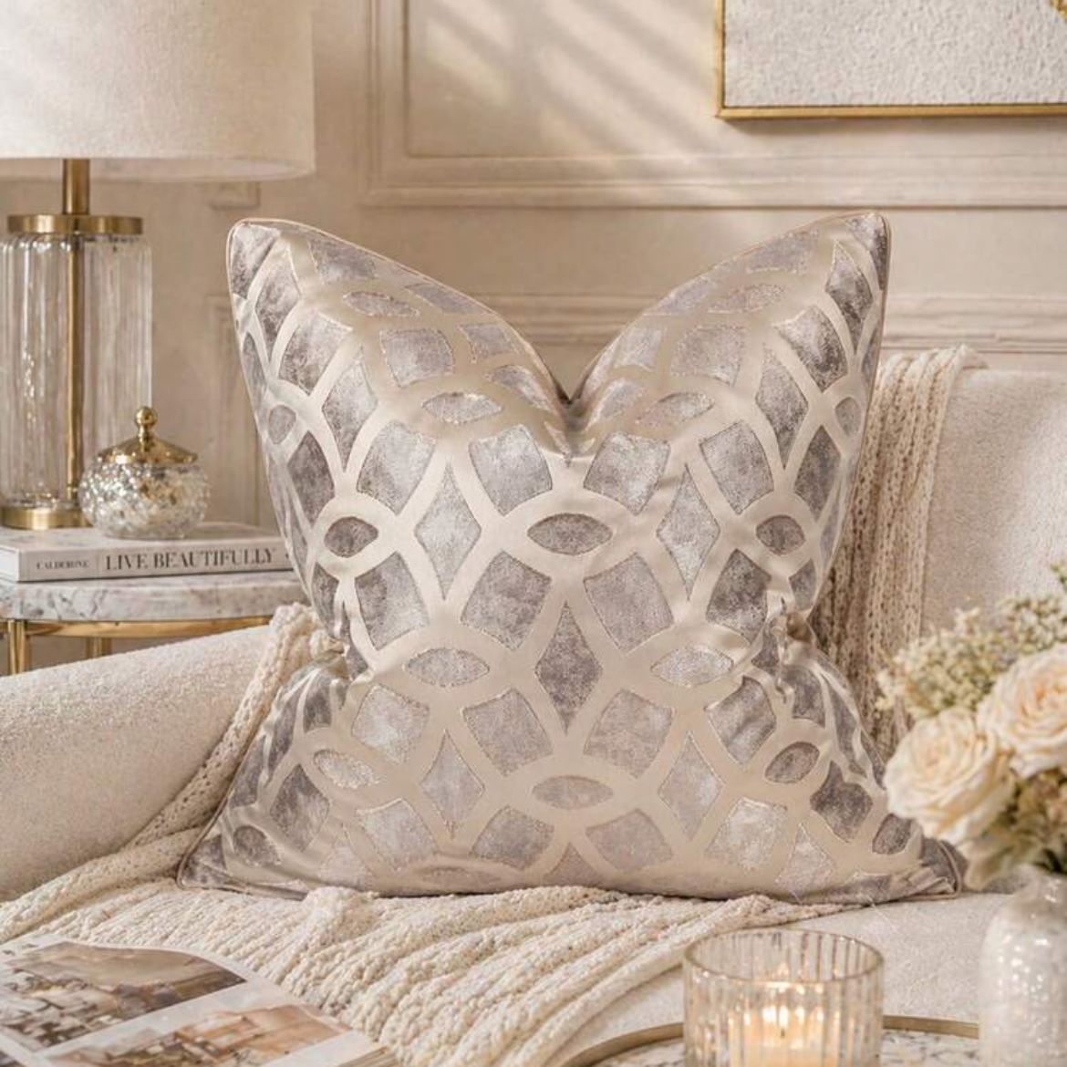 Signature Luxury Metallic Geometric Accent Pillow Cover