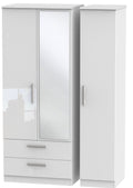 Knightsbridge Triple 2 Drawer Mirror Wardrobe