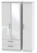 Knightsbridge Tall Triple 2 Drawer Mirror Wardrobe