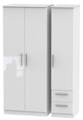 Knightsbridge Triple Plain + Drawer Wardrobe