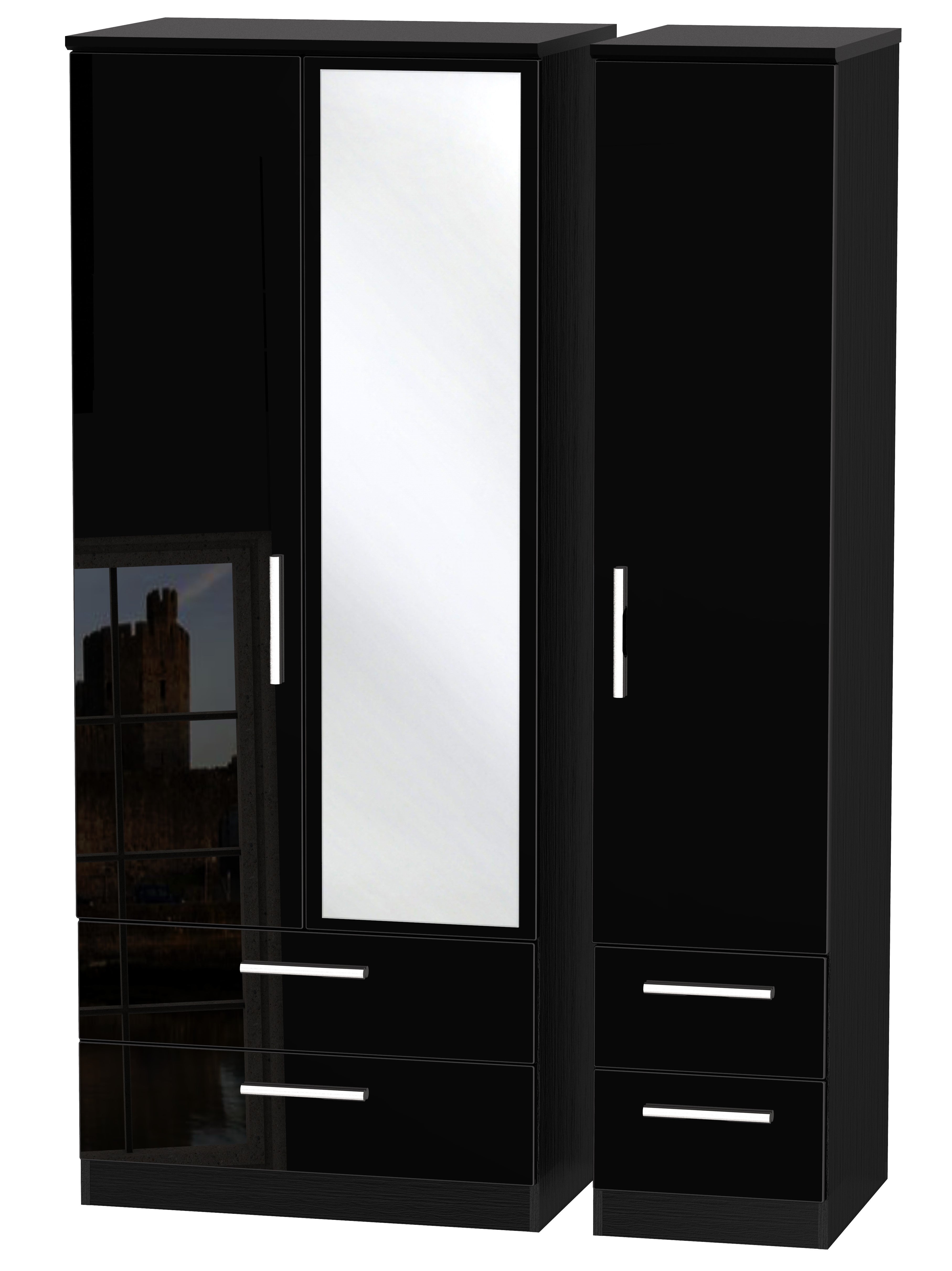 Knightsbridge Triple 2 Drawer Mirror + Drawer Wardrobe
