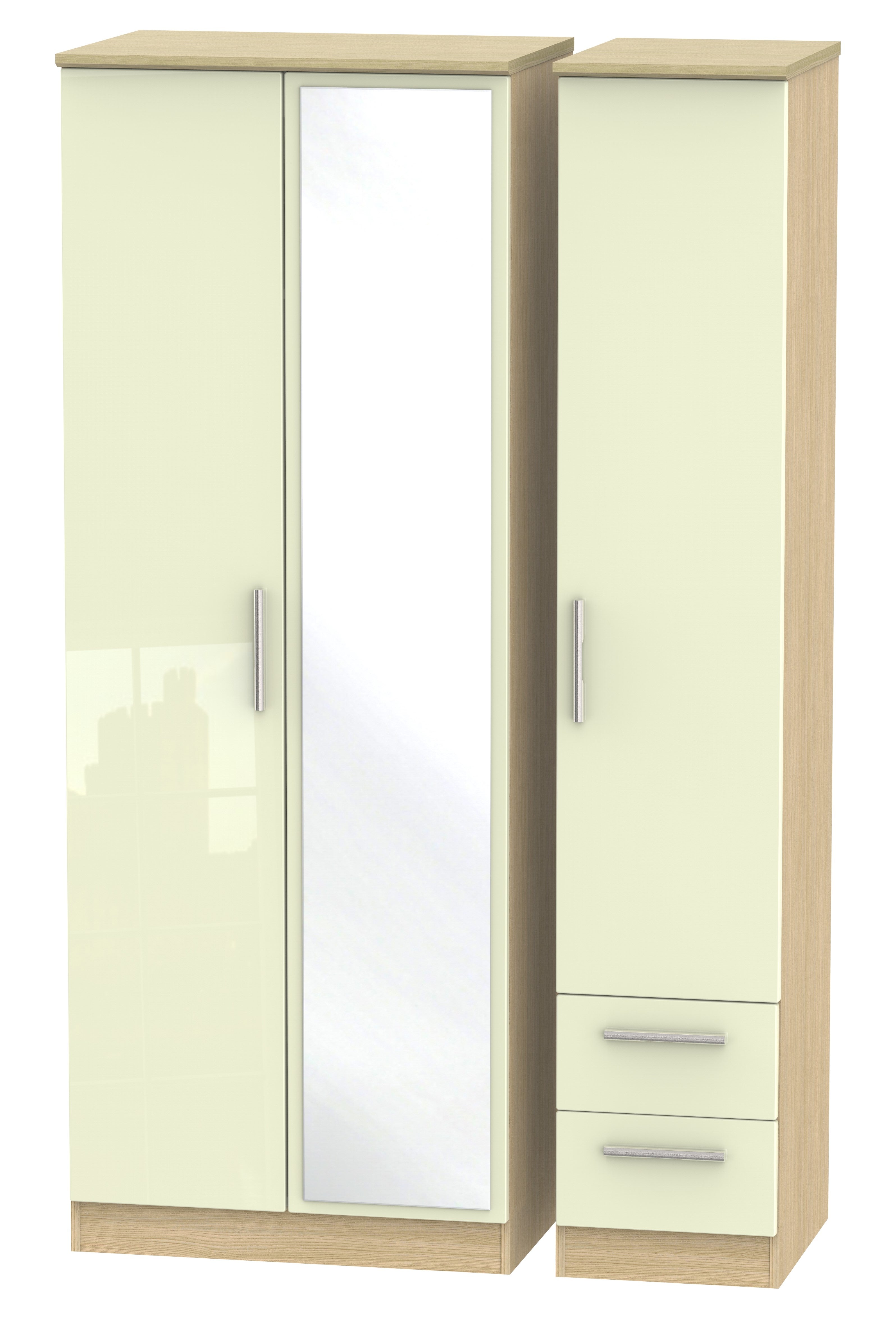 Knightsbridge Tall Triple Mirror + Drawer Wardrobe
