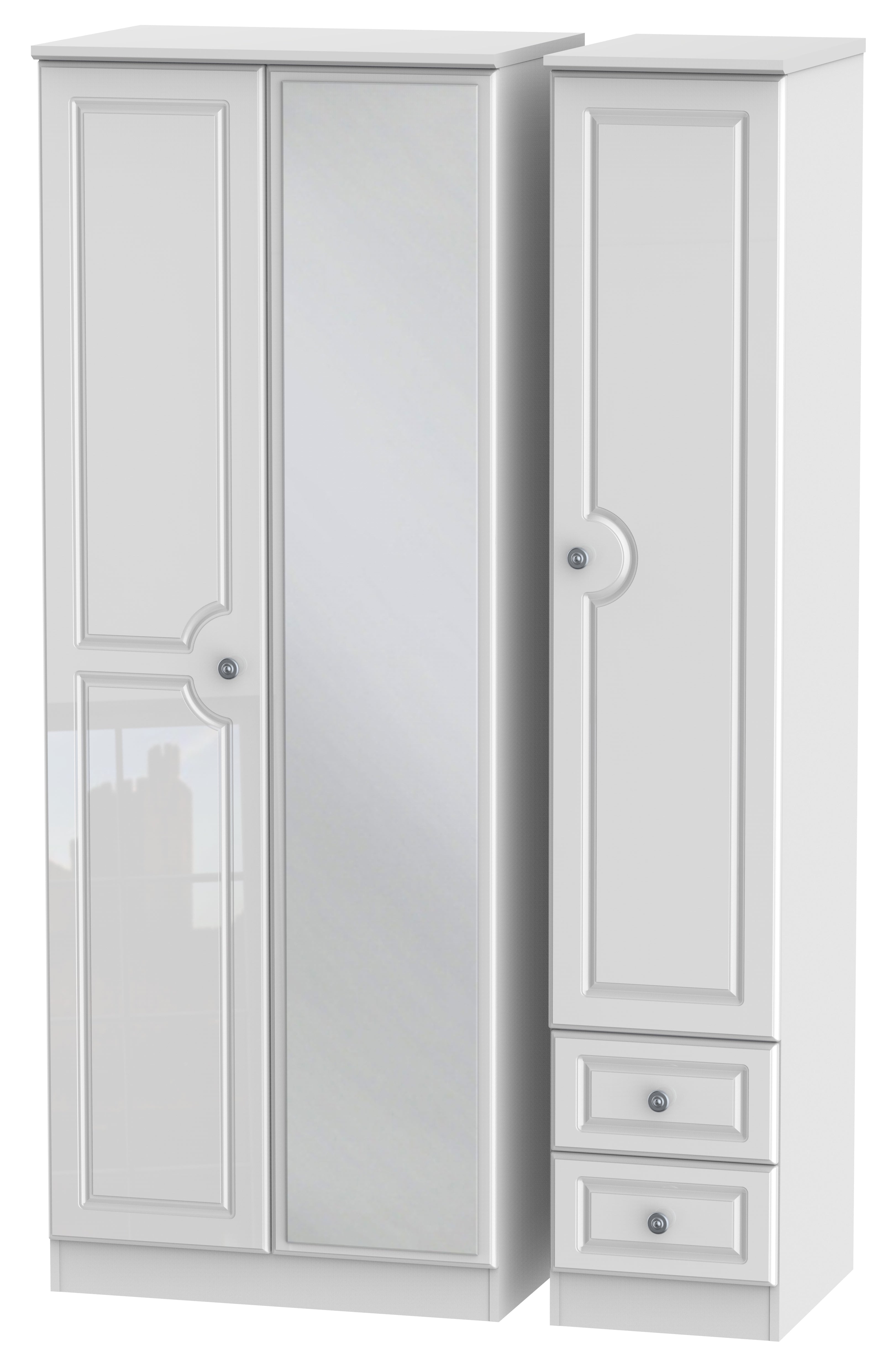 Pembroke 3 Door 2 Right Drawer Tall Mirror Wardrobe