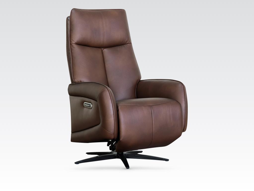 Prestige Leather Electric Swivel Chair - Camel