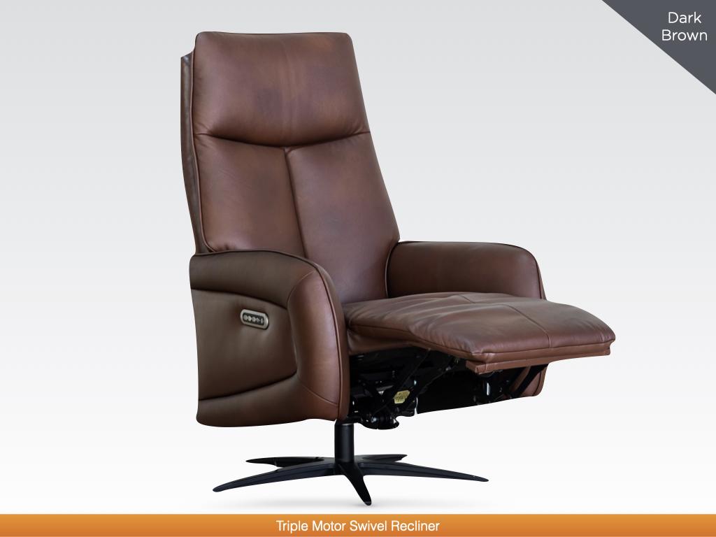 Prestige Leather Electric Swivel Chair - Camel