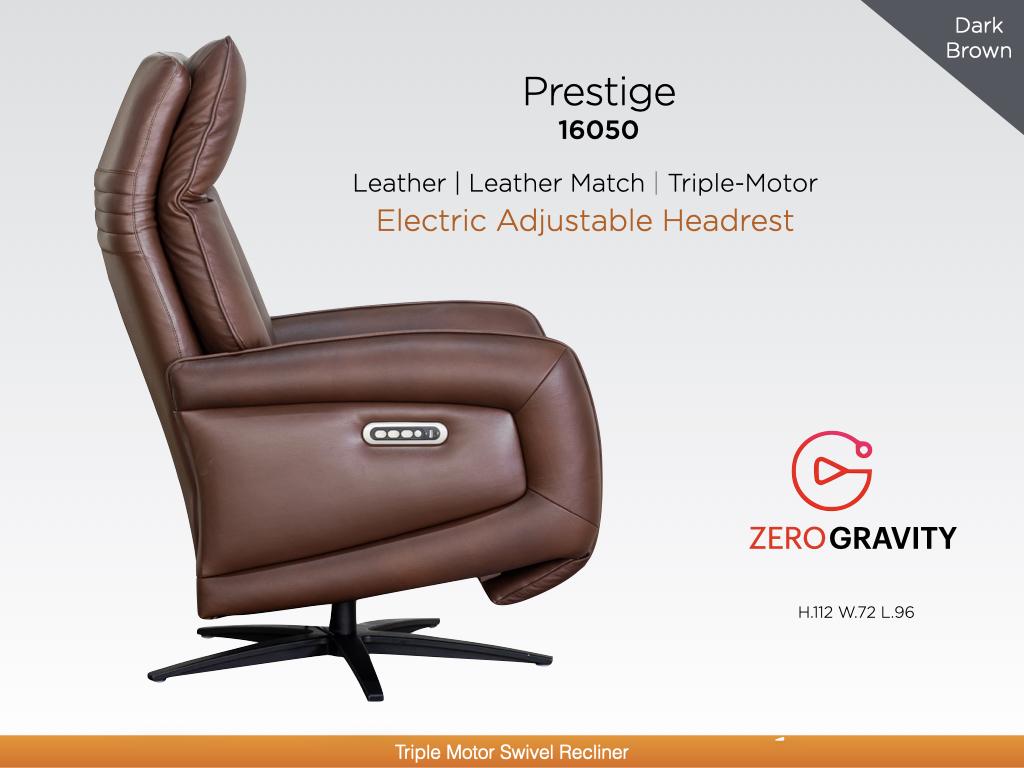Prestige Leather Electric Swivel Chair - Camel