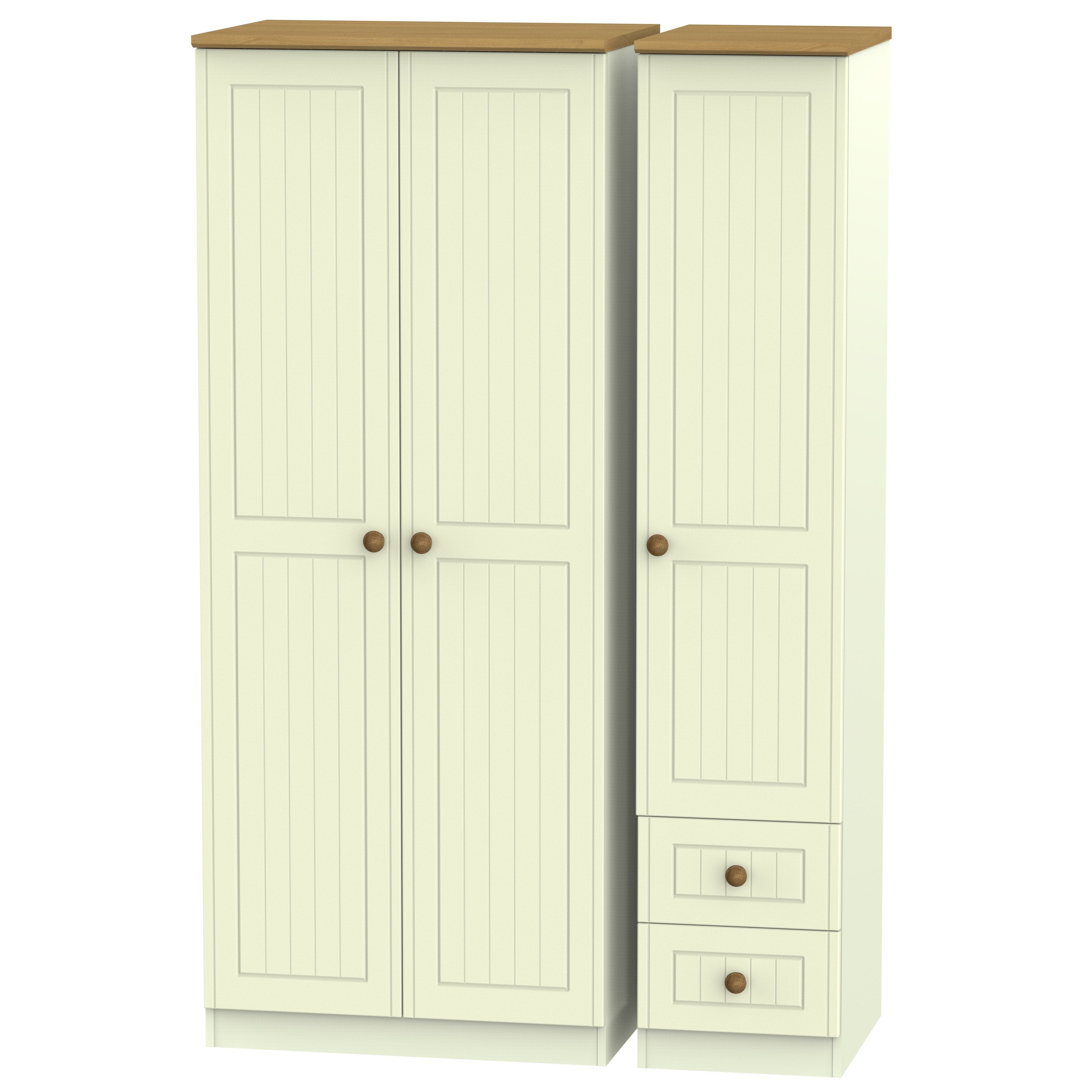 Warwick 3 Door 2 Right Drawer Plain Wardrobe