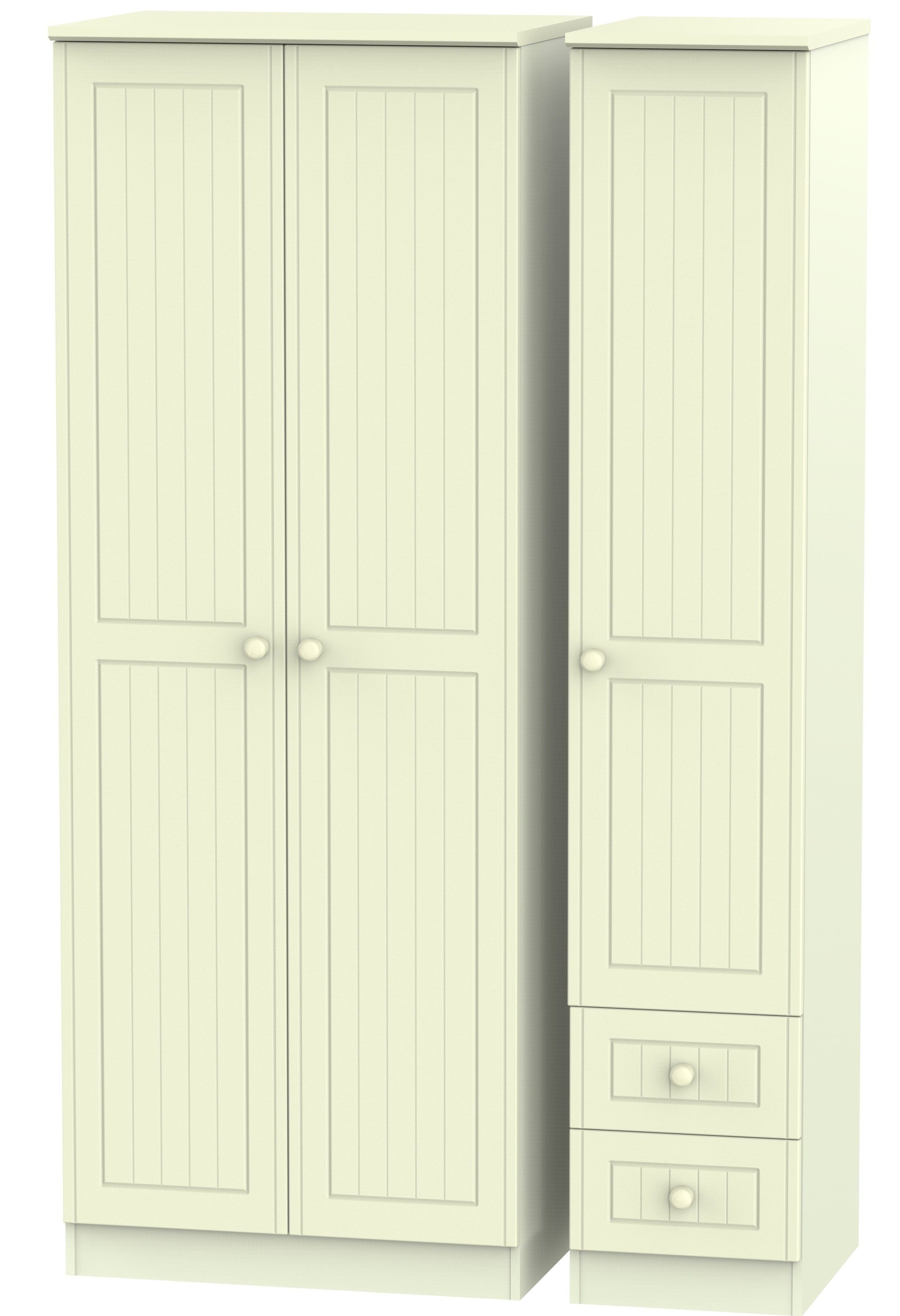 Warwick 3 Door 2 Right Drawer Tall Plain Wardrobe