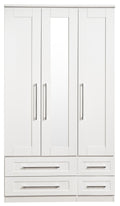 York Tall 3 Door 2 Drawer Mirror Wardrobe