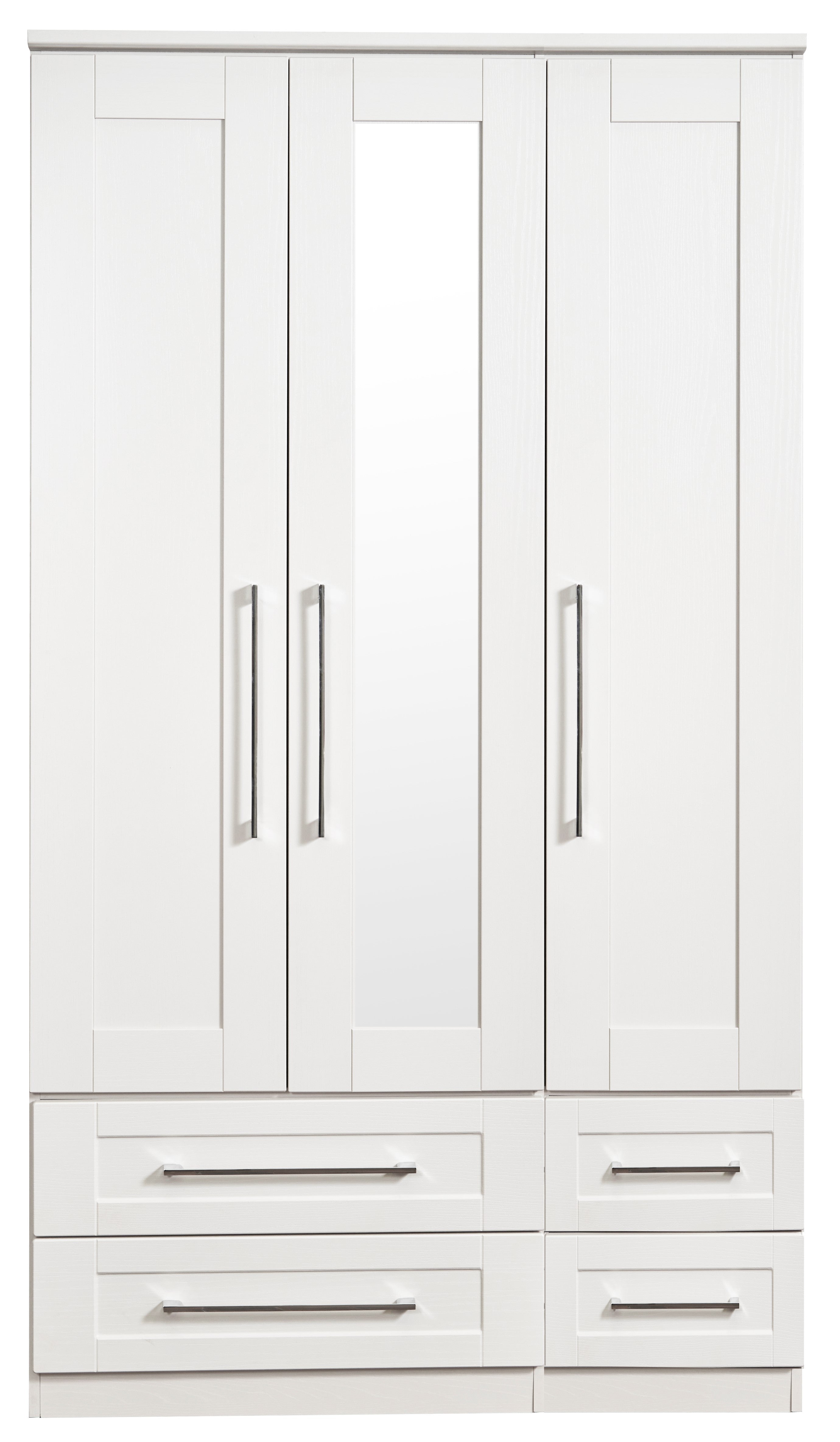 York Tall 3 Door 2 Drawer Mirror Wardrobe
