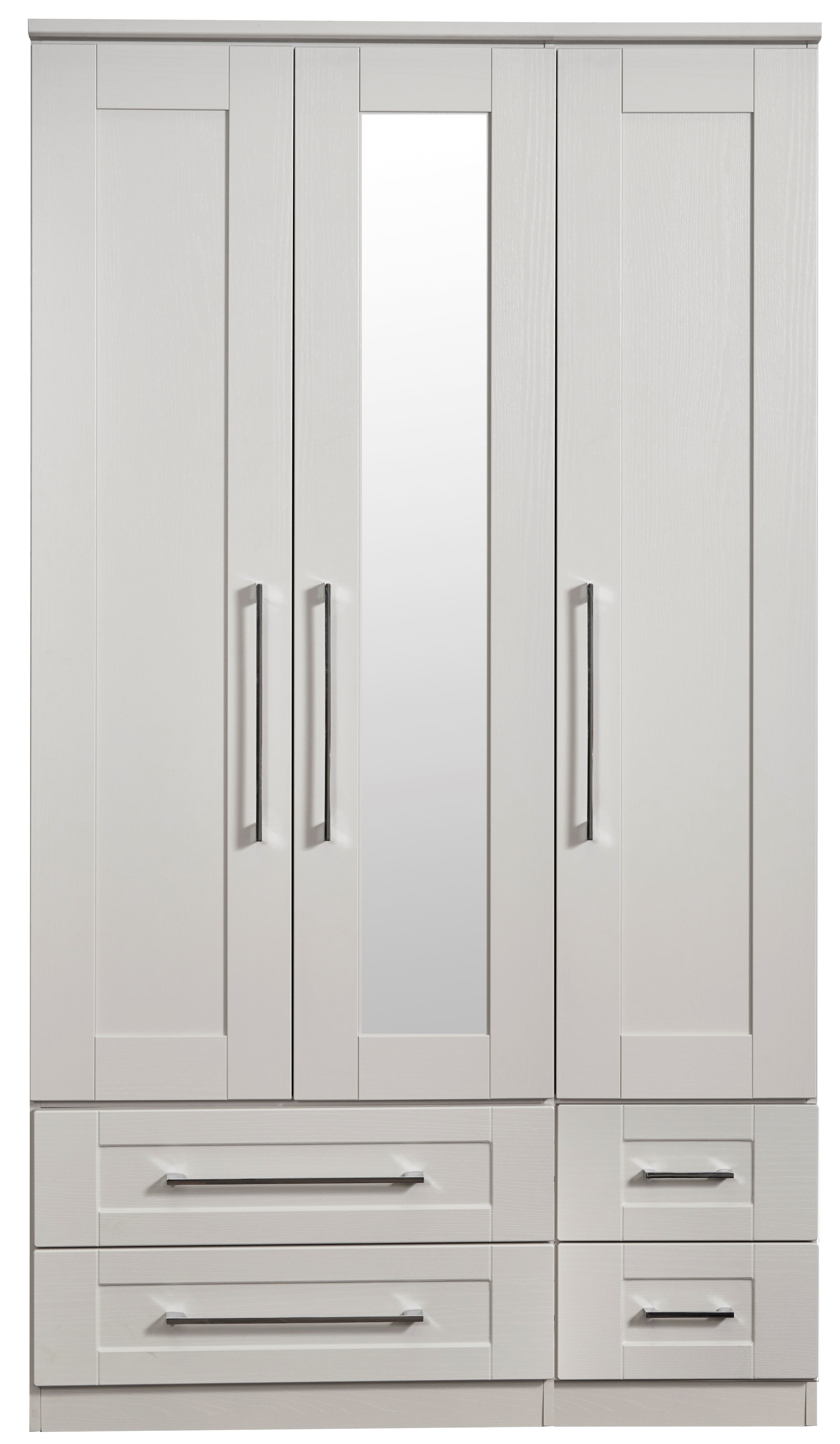 York Tall 3 Door 2 Drawer Mirror Wardrobe