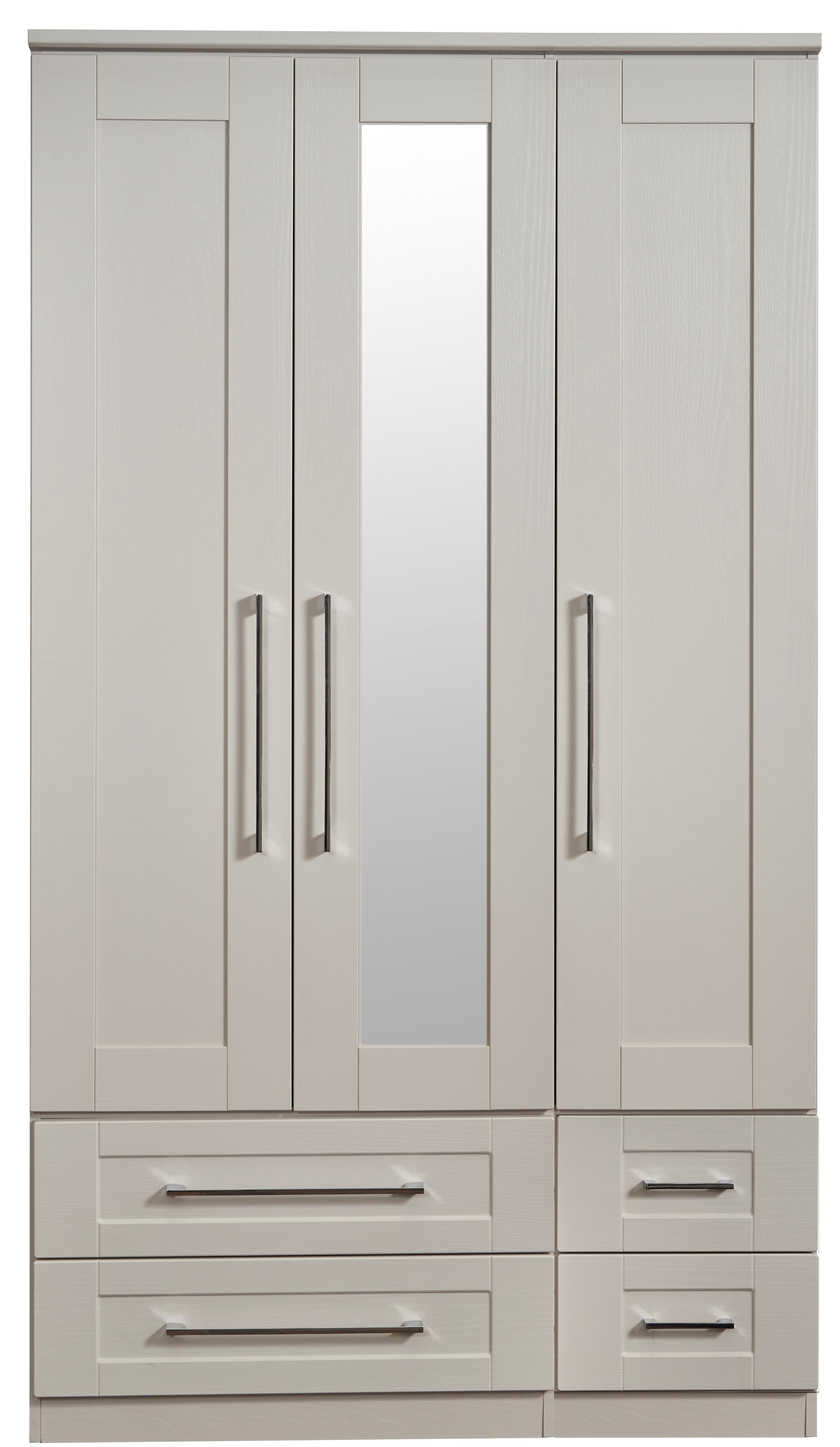 York Tall 3 Door 2 Drawer Mirror Wardrobe