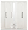 York Tall 5 Door 2 Drawer Mirror Wardrobe