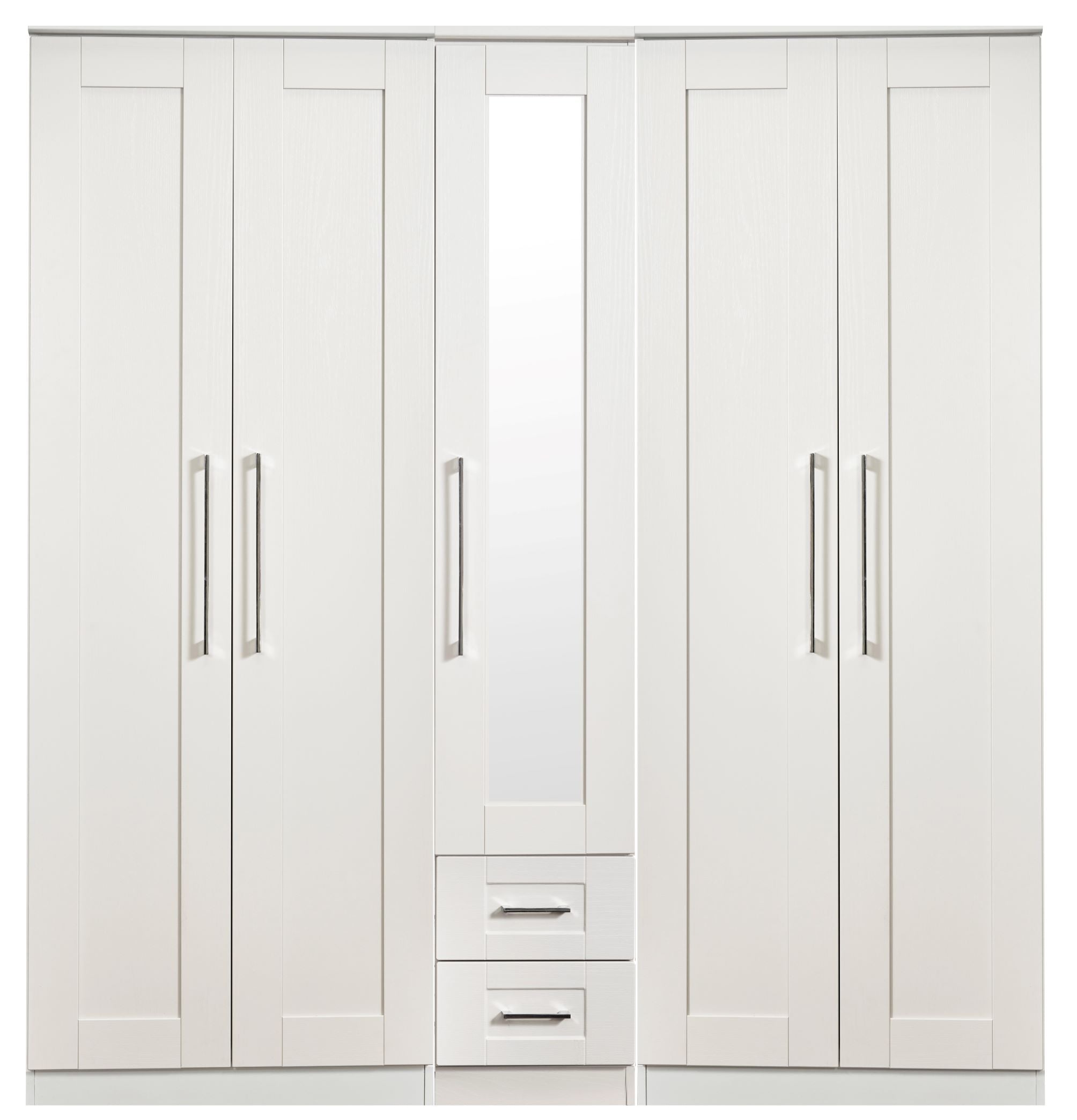 York Tall 5 Door 2 Drawer Mirror Wardrobe