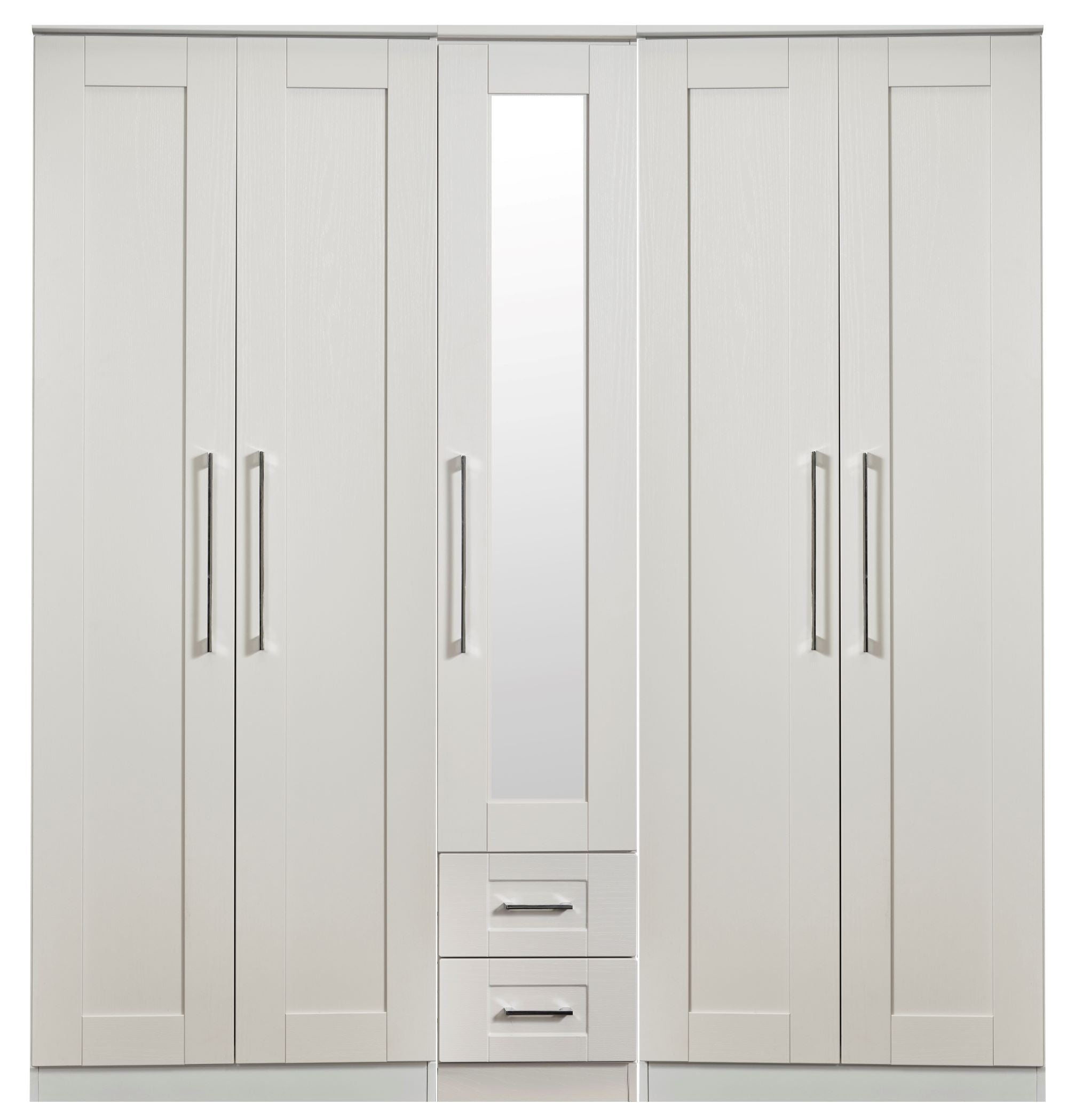 York Tall 5 Door 2 Drawer Mirror Wardrobe
