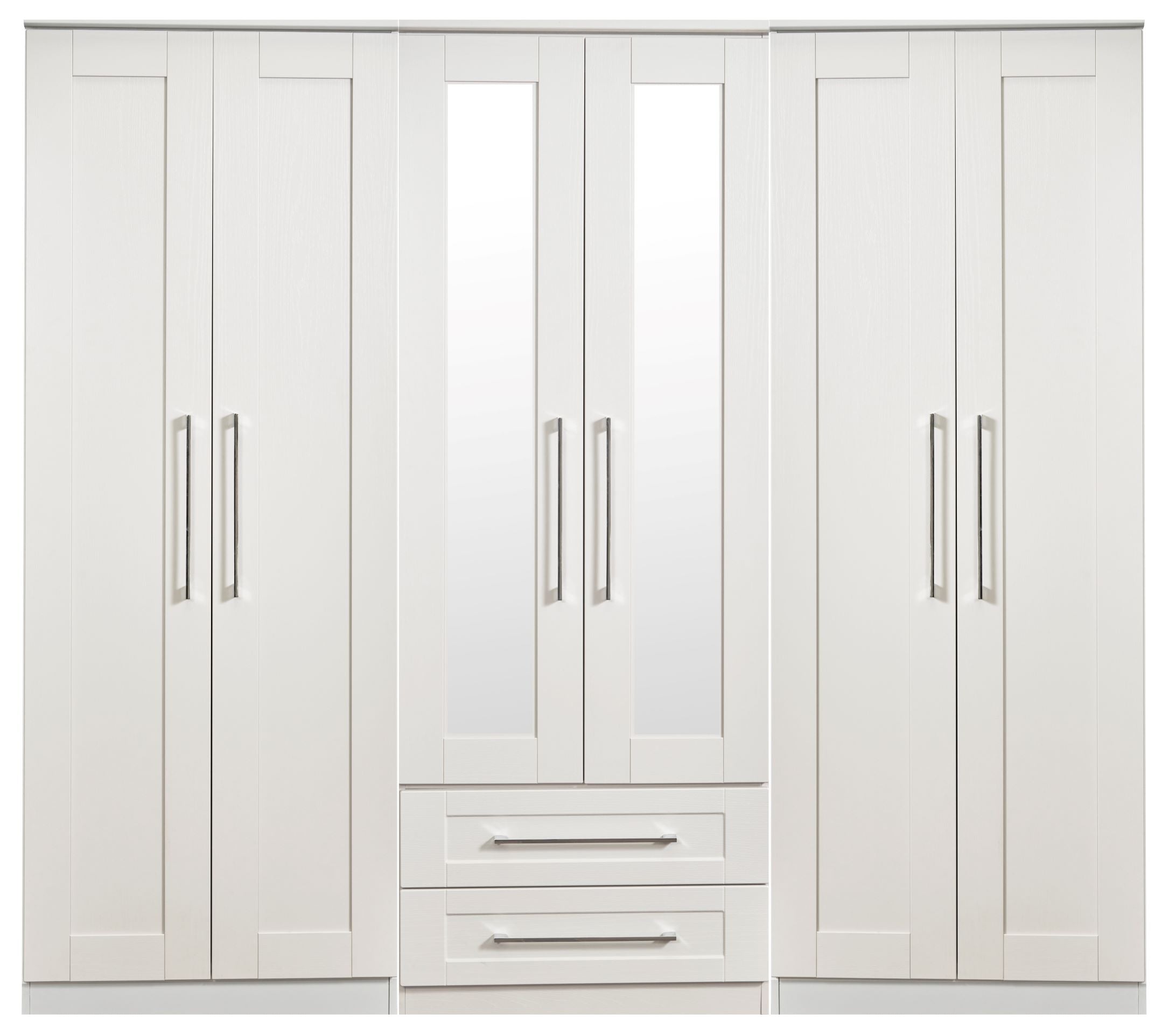 York Tall 6 Door 2 Drawer Mirror Wardrobe