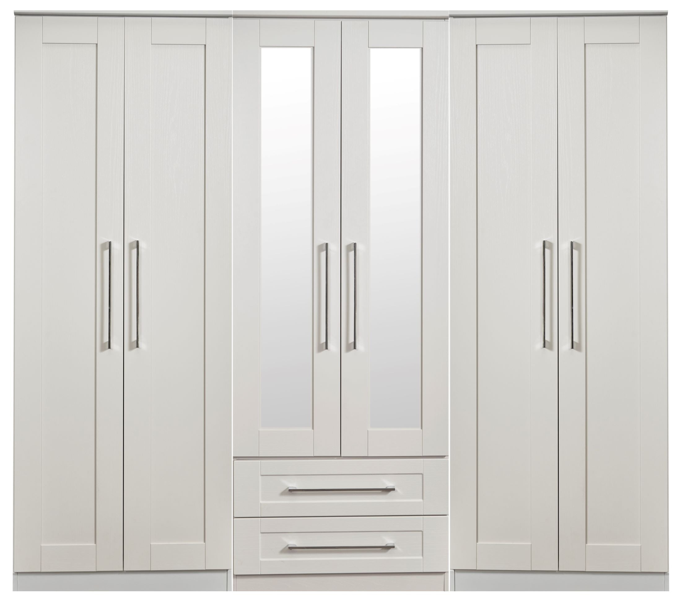York Tall 6 Door 2 Drawer Mirror Wardrobe
